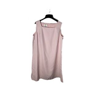 Talbots Pink Sheath Midi Dress Sleeveless Square Neck